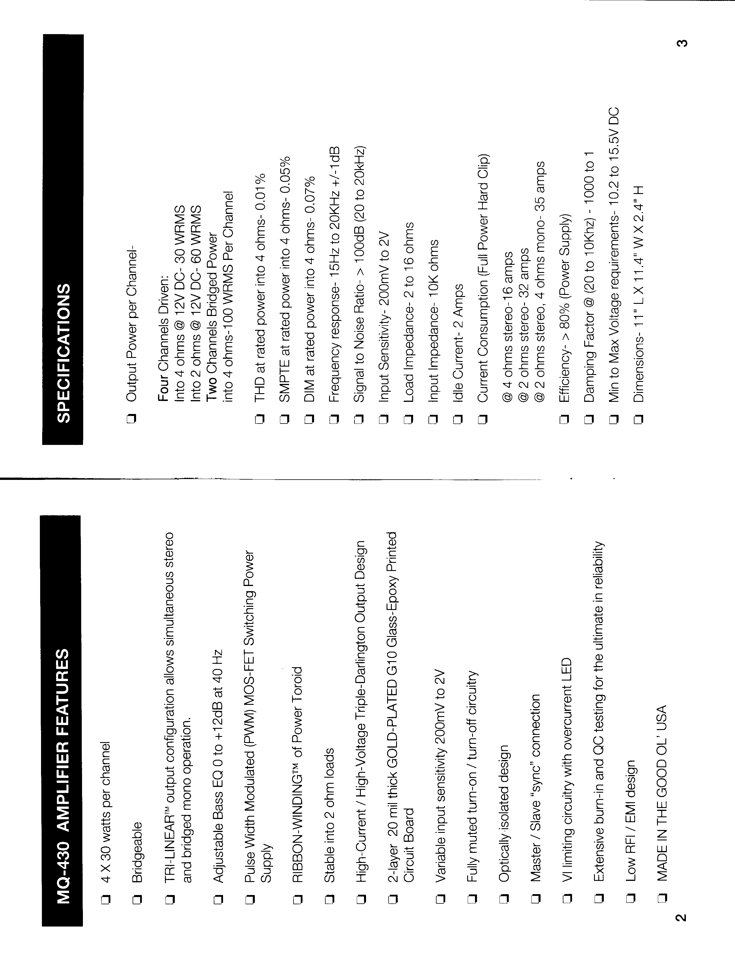 MQ-430 features and specifications