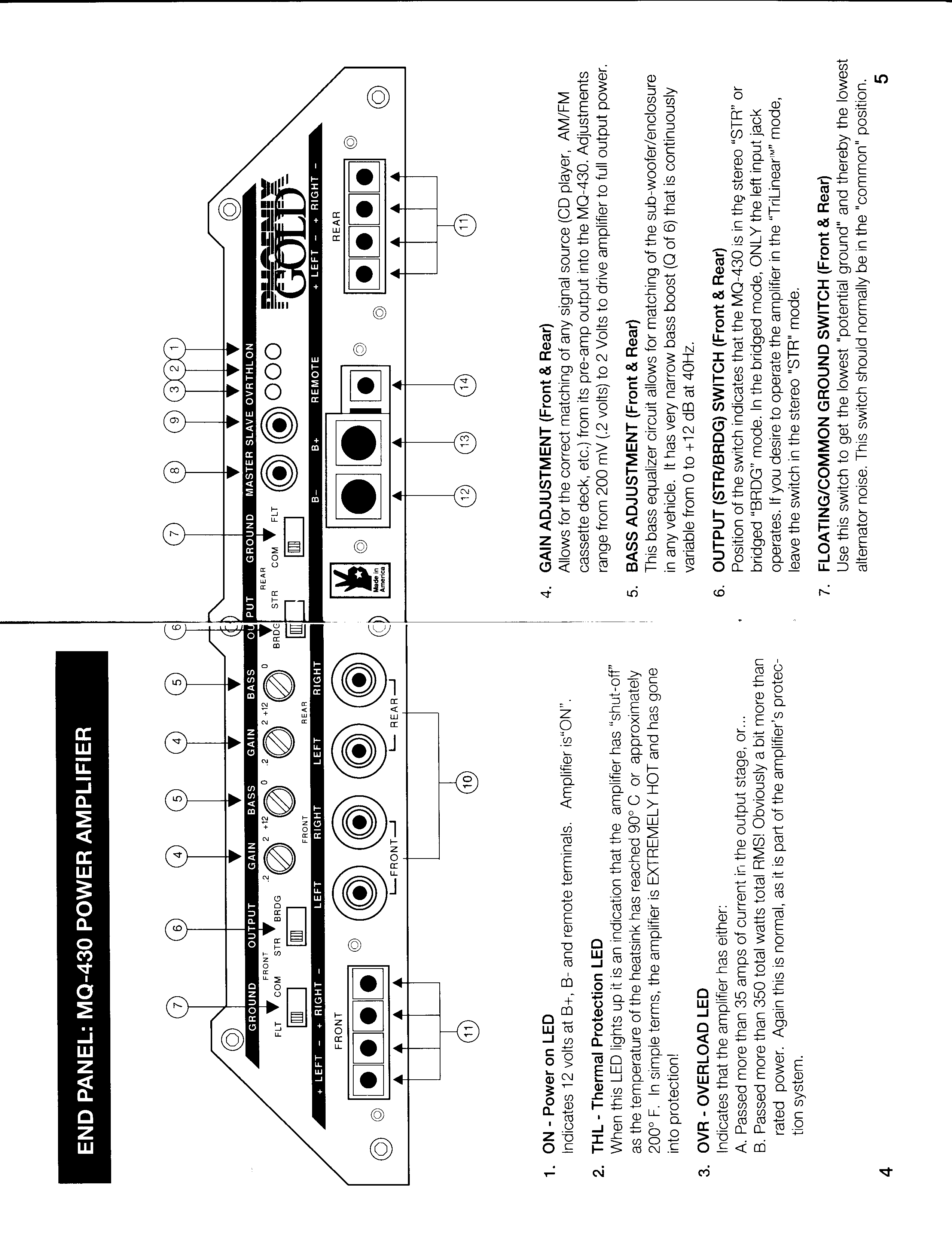 MQ-430 end-panel controls